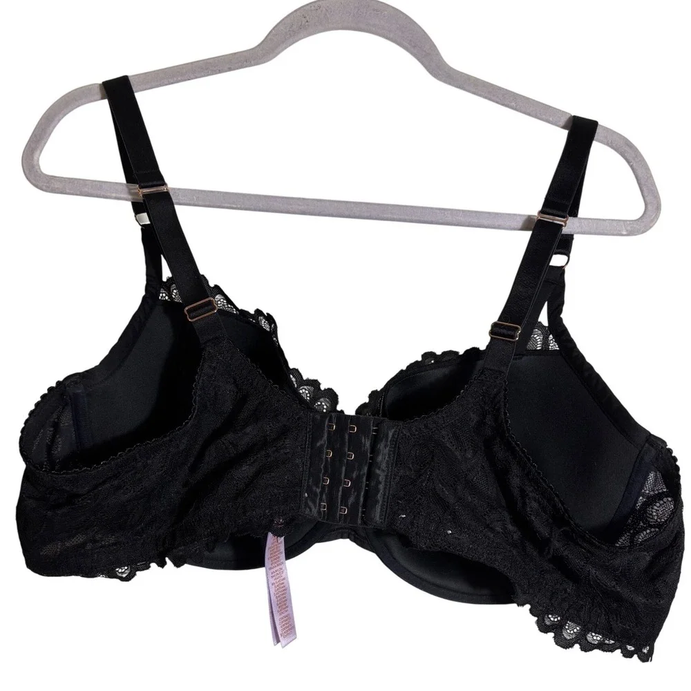 Savage X Fenty Black‎ Floral Lace Lightly Lined Balconette Bra Size 44DD